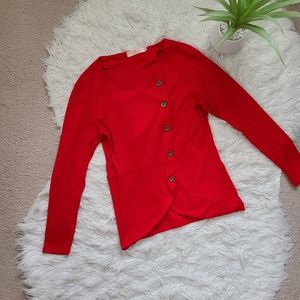 Cherry red button up cardigan sweater
